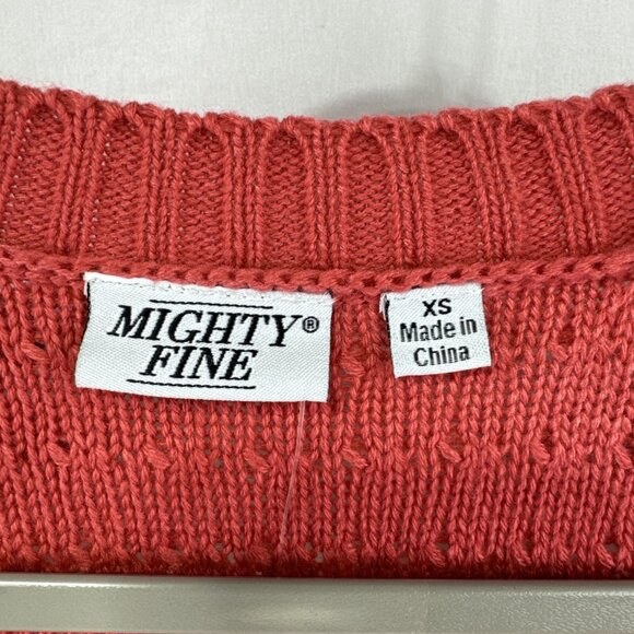 Mighty Fine Women's Holiday Sweater Size XS Retro Loop & Bow Open Cardigan NWT - Picture 2 of 10